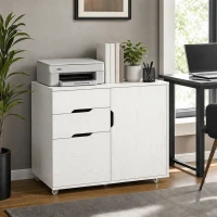 HOMCOM Filing Cabinet with File Drawer File Cabinet with Adjustable Shelf and 3 Drawers White(m-7)