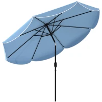 Outsunny 9' x 9' Round Market Umbrella with Valance, Patio Umbrella with Tilt and Crank, for Garden, Deck, Poolside, Sky Blue(m-9)