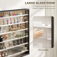 HOMCOM 7-Tier Display Cabinet, Shot Glass Display Case, Glass Curio Cabinet with Glass Doors, Black and White(m-5)