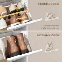 HOMCOM Shoe Cabinet with 2 Flip Drawers Narrow Shoe Storage Cabinet with Top Shelf for Entryway Hallway White(m-6)