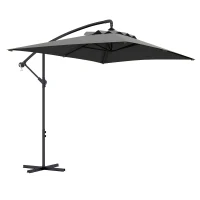 Outsunny 3(m) patio offset umbrella, with Cross Base - Dark Grey(m-9)