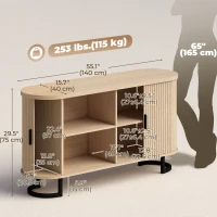 HOMCOM Fluted Sideboard Buffet Cabinet, 55" Modern Coffee Bar Cabinet with Sliding Doors and Adjustable Shelves, Natural(m-3)