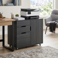 HOMCOM Filing Cabinet with File Drawer File Cabinet with Adjustable Shelf and 3 Drawers Black(m-8)
