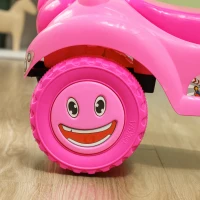 Qaba Foot to Floor Toddler Push Car w/ Horn, Light, Music, Anti-Over-Backwards Device & Underseat Storage, Pink(m-9)