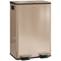 HOMCOM Garbage Bin, Soft-Close Trash Can with Foot Pedal, 2x7.4 Gal (2x28 L) Garbage Can with Removable Inner Buckets, SGold(m-9)
