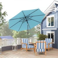 Outsunny 10' x 8' Round Market Umbrella, Patio Umbrella with Crank Handle and Tilt, Outdoor Parasol for Garden, Sky Blue(m-8)