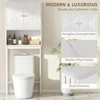 HOMCOM Over The Toilet Storage Cabinet with Adjustable Shelf, Open Shelf and Adjustable Bottom Bar, White(m-7)