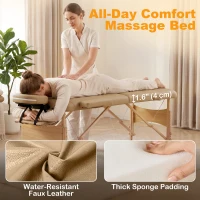 HOMCOM Height Adjustable Professional Salon Spa Facial Couch Bed, Portable Folding Massage Table, Light Brown(m-7)