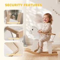 Qaba Rocking Horse, 2 in 1 Ride on Horse with Removable Fence, No-Tip Design, Gift for Toddlers 1.5-3 Years, White(m-6)
