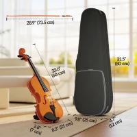 HOMCOM 4/4 Full Size Violin, Wood Acoustic Violin Set for Beginners, Adults, with Case, Rosin, Shoulder Rest, Brown(m-3)