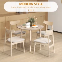 HOMCOM Folding Dining Table, Round Drop Leaf Kitchen Table for Small Spaces with Wood Legs, Oak Color(m-5)