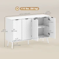 HOMCOM Modern Sideboard and Buffet, Dining Room Cabinet with Adjustable Shelves and 4 Doors, White(m-3)