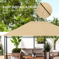 Outsunny 10' x 13' Gazebo Replacement Canopy Cover, Gazebo Roof Replacement (TOP COVER ONLY), Khaki(m-6)