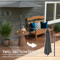 Outsunny 9.8ft Half Umbrella Semi Round Patio Parasol with Crank Handle, Top Vent for Garden, Balcony- NO BASE INCLUDED Dark Grey(m-6)