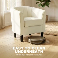 HOMCOM Accent Chair Modern Upholstered Living Room Chair with Ottoman and Pocket Spring Cushion Cream White(m-7)