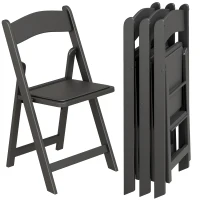 HOMCOM 4 Pack Folding Chairs, Foldable Resin Chair with Padded Seat, Portable Indoor Outdoor Seat for Office Events Dining(m-9)