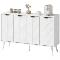 HOMCOM Modern Sideboard and Buffet, Dining Room Cabinet with Adjustable Shelves and 4 Doors, White(m-2)