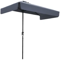 Outsunny 7.5ft Half Umbrella Semi Patio Parasol with Crank Handle, Top Vent for Garden, Balcony- NO BASE INCLUDED, Dark Blue(m-9)