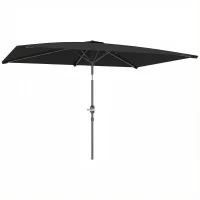 Outsunny 6.4 x 9.7ft Rectangle Aluminum Tilt Patio Umbrella, Garden Market Parasol, Outdoor Sunshade Canopy with Crank, Black(m-9)
