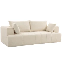 HOMCOM 3 Seater Sofa, Chenille Boneless Cloud Couch with Thick Spring Cushion, Wide and Deep Seat, Wide Armrests, Beige(m-13)