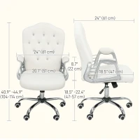 Vinsetto Vanity Office Chair, Velvet Computer Desk Chair with Swivel Wheels, Adjustable Height, Tilt Function, Off-White(m-3)