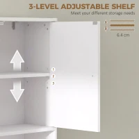 HOMCOM Over The Toilet Storage Cabinet with Adjustable Shelf, Open Shelf and Adjustable Bottom Bar, White(m-6)