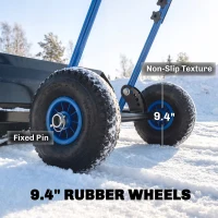 Outsunny Snow Shovel with Wheels, 29" x 16.5" Metal Snow Pusher with Adjustable Handle, 5-Angle Blade for Driveway, Blue(m-7)