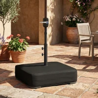 Outsunny Garden Parasol Base 176 lbs Sand Filled Heavy Duty Stand for Cantilever Umbrellas and 1.89" Poles Black(m-1)