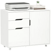 HOMCOM Filing Cabinet with File Drawer File Cabinet with Adjustable Shelf and 3 Drawers White(m-12)