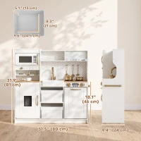 Qaba Play Kitchen, Kids Kitchen Playset with Coffee Machine, Ice Maker, Microwave, Oven, Storage, Gift for Toddlers 3+, White(m-3)