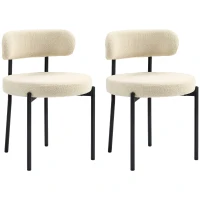 HOMCOM 2 Pieces Kitchen Chairs, Modern Dining Chairs w/ Berber Fleece Upholstery and Steel Legs for Living Room, Beige(m-9)