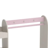Qaba Kids Clothing Rack, Kids Wardrobe with Glowing Lights Mirror, Non-Woven Drawer and Shelves for Bedroom, Ages 3-8, Pink(m-10)