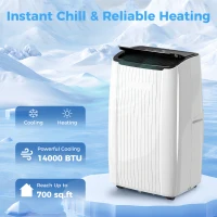 HOMCOM 14000 BTU 5-in-1 Portable Air Conditioner with Cool, Heat, Dehumidifier, Fan, Sleep, WiFi Voice Control, White(m-4)