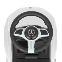 Qaba 3 in 1 Toddler Push Car Licensed Mercedes-Benz with Push Handle, Canopy, Guardrails, Horn, Music for 18-36 Months, White(m-11)