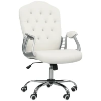 Vinsetto Vanity Office Chair, Velvet Computer Desk Chair with Swivel Wheels, Adjustable Height, Tilt Function, Off-White(m-9)