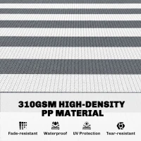 Outsunny Reversible Outdoor Rug, 9' x 18' Waterproof Plastic Straw Floor Mat, Portable RV Camping Carpet, Large Floor Mat for Backyard, Deck, Picnic, Beach, Gray & White Striped(m-4)