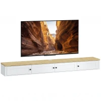 HOMCOM Floating TV Stand for TVs up to 82 Inch, Modern Wall Mounted Media Console with Power Outlets, White(m-2)