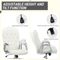 Vinsetto Vanity Office Chair, Velvet Computer Desk Chair with Swivel Wheels, Adjustable Height, Tilt Function, Off-White(m-5)