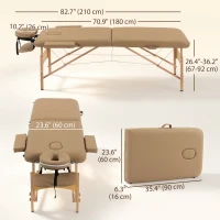 HOMCOM Height Adjustable Professional Salon Spa Facial Couch Bed, Portable Folding Massage Table, Light Brown(m-3)