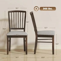 HOMCOM Dining Chairs Upholstered Kitchen Chairs with Rubberwood Legs Set of 2, Burn Brown(m-3)