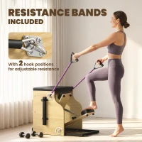 Soozier Pilates Chair, Wunda Chair with Resistance Bands, Wheels, Adjustable Handles & Springs, Wooden Pilates Reformer Machine(m-7)