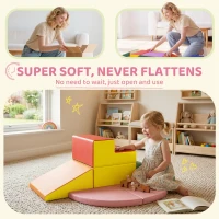 Qaba 6-Piece Soft Play for 12-36 Months Toddlers to Climb, Crawl, Slide, Red, Pink(m-5)