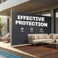 Outsunny Retractable Side Awning, 165" x 73" Outdoor Privacy Screen, Water-Resistant, UV 50+, Dark Grey(m-4)