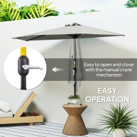 Outsunny 9ft Half Round Umbrella Outdoor Patio Garden Balcony Parasol Window Sun Shade w/ 5 Ribs Light Grey(m-4)