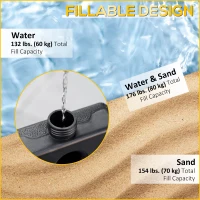Outsunny Set of 4 Parasol Base Stand Weights for Banana Hanging Cantilever Umbrella, Can Be Filled with Sand or Water, Black(m-5)