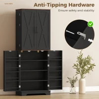 HOMCOM 166 cm Kitchen Pantry Cabinet Adjustable Shelves Tall Storage Cabinet Door Shelves 8 Shelves Brown Black(m-7)