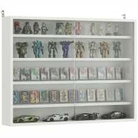 HOMCOM 5-storey Display Cabinet, Shot Glass Display Case, Glass Curio Cabinet with 2 Glass Doors and 4 Adjustable Shelves, White(m-9)