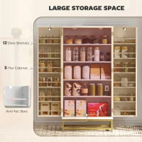 HOMCOM 47" Kitchen Pantry Cabinet, Freestanding Kitchen Storage Cabinet with 12 Door Shelves and Adjustable Shelves, White(m-4)