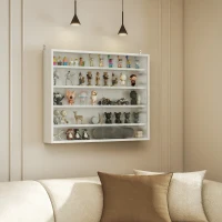 HOMCOM 5-storey Display Cabinet, Shot Glass Display Case, Glass Curio Cabinet with 2 Glass Doors and 4 Adjustable Shelves, White(m-8)