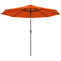 Outsunny 10' x 8' Round Market Umbrella, Patio Umbrella with Crank Handle and Tilt, Outdoor Parasol for Garden, Orange(m-2)